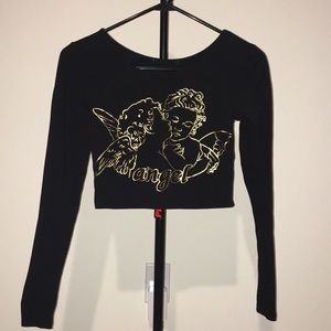 Angel crop top, black, small